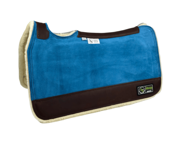The Connection Pad -Tradition *HP* 28x30x1/2” + Thinpact Shim - Blue Grey Velvet Suede - Brown wear leather - 100% wool fleece