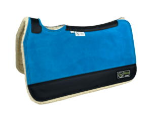 The Connection Pad -Tradition *HP* 28x30x1/2” + Thinpact Shim - Turquoise Velvet Suede - Black wear leather - 100% wool fleece (white)