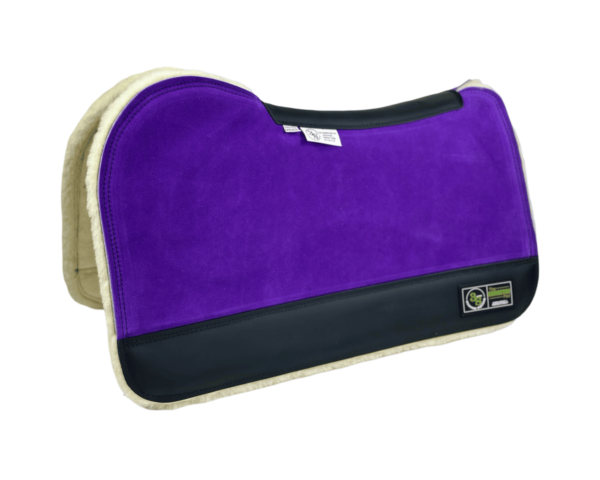 The Connection Pad – Evolution 28x30x1/2” + Thinpact Shim – Purple Velvet Suede – Black wear leather – 100% wool fleece