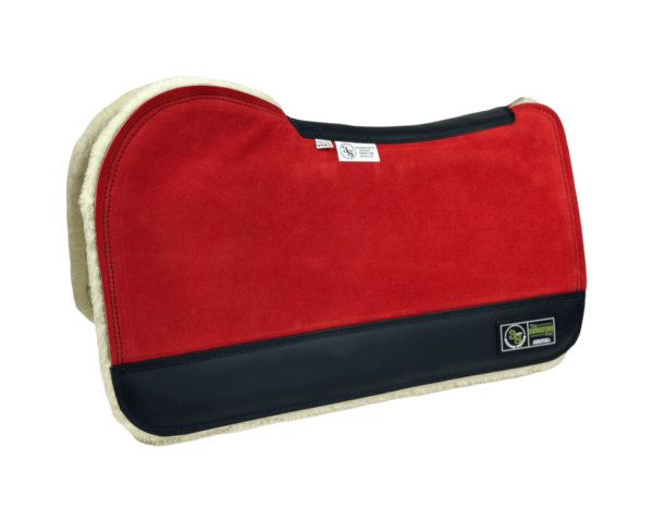 The Connection Pad – Evolution 28x30x1/2” + Thinpact Shim – Red Velvet Suede – Black wear leather – 100% wool fleece