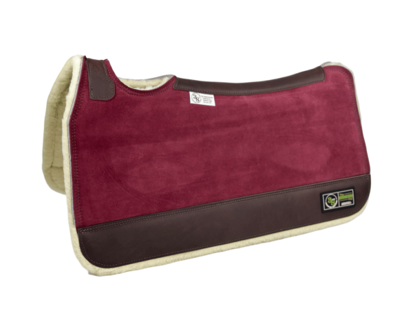 The Connection Pad -Tradition *HP* 30x30x1/2” + Thinpact Shim - Burgundy Velvet Suede - Brown wear leather - 100% wool fleece