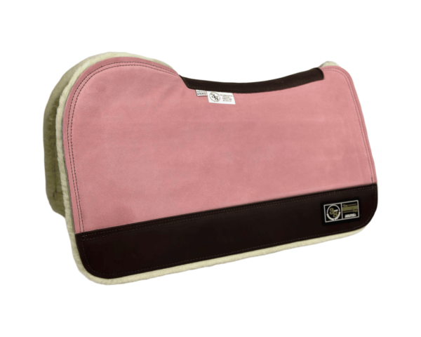 The Connection Pad – Evolution 28x30x1/2” + Thinpact Shim – Pink Velvet Suede – Brown wear leather – 100% wool fleece