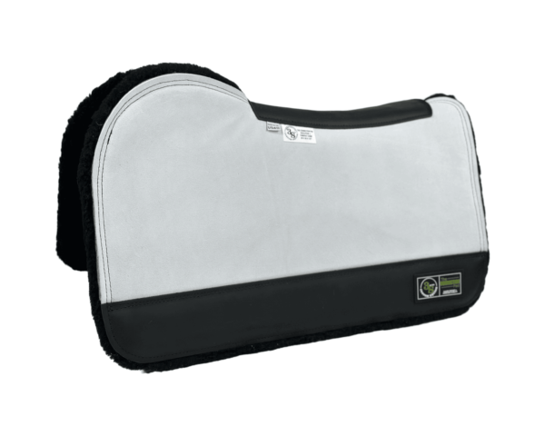 The Connection Pad – Evolution 28x30x1/2” + Thinpact Shim – White Velvet Suede – Black wear leather – 100% wool fleece