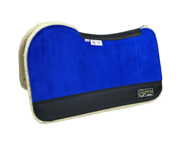 The Connection Pad – Evolution 28x30x1/2” + Thinpact Shim – Royal Blue Velvet Suede – Black wear leather – 100% wool fleece