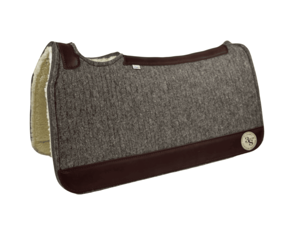 Tradition *HP* Pad – 30x30x3/4″ Compound Wool - Steel - Fuzzy Jane - Brown Wear Leather + 100% Wool Fleece