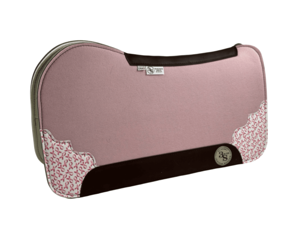 Evolution Pad – 30x30x3/4″ Fusion Felt – Color Pop Light Pink – #51 Accent Corners – Brown wear leather