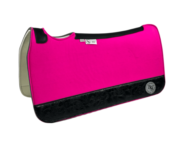 Tradition *HP* Pad – 30x30x3/4″ Fusion Felt – Color Pop Hot Pink – #4 4" Full Wear  – Black Spine leather