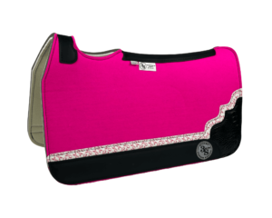 Tradition *HP* Pad – 28x30x3/4″ Fusion Felt – Color Pop Hot Pink – Shadow Corner w/strip 51/33 – Black Wear leather