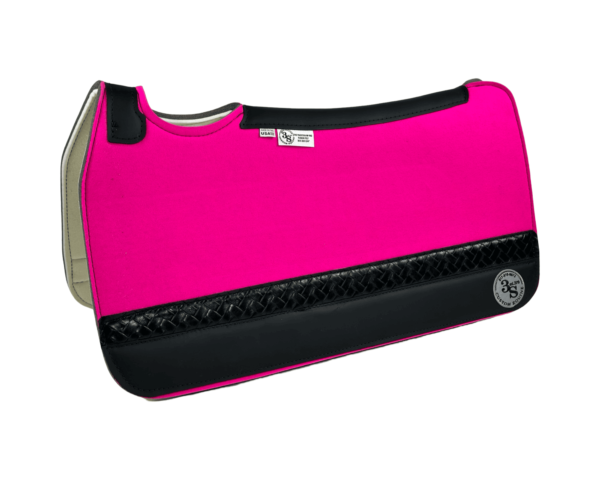 Tradition *HP* Pad – 30x30x3/4″ Fusion Felt – Color Pop Hot Pink – #1 Accent Strip  – Black Wear leather