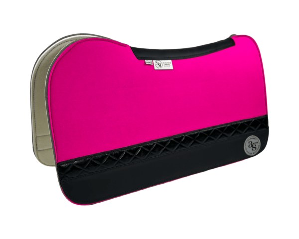Evolution Pad – 28x30x3/4″ Fusion Felt – Color Pop Hot Pink  – #3 Accent Strip – Black Wear leather