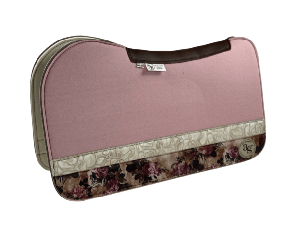 Evolution Pad – 28x30x3/4″ Fusion Felt – Color Pop Light Pink  – Strip Duo 31/45 – Brown Spine leather