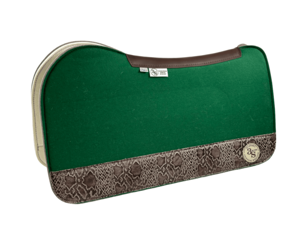 Evolution Pad – 30x30x3/4″ Fusion Felt – Color Pop Hunter Green – #50 4" Full Wear – Brown Spine leather