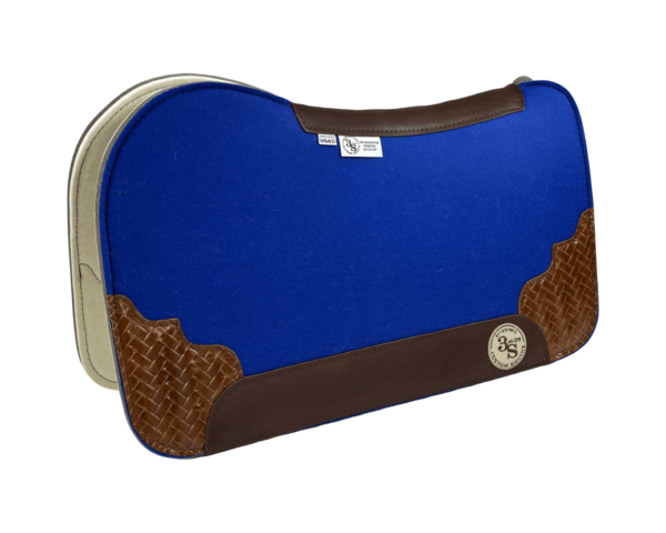 Evolution Pad – 28x30x3/4″ Fusion Felt – Color Pop Cobalt Blue –  #23 Accent Corners – Brown Wear leather