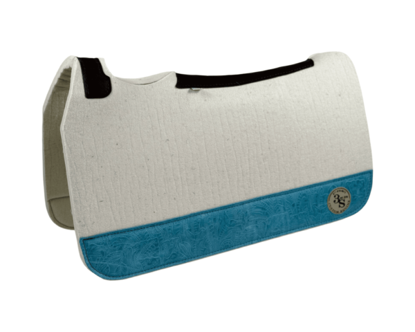 Tradition *HP* Pad – 28x30x3/4″ Absolute Wool – Cloud  #22 4" Full wear  – Brown spine leather