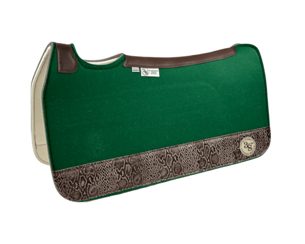 Tradition *HP* Pad – 30x30x3/4″ Fusion Felt – Color Pop Hunter Green – #50 4" Full Wear  – Brown Spine leather