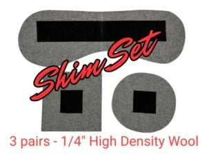 1/4" Shim Set - 3 pairs - HIGH density wool - Full bar - 8" Cirlcle - 8" square - with velrco