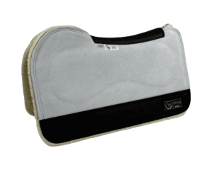 The Connection Pad – Evolution 28x30x1/2” + Thinpact Shim – White Velvet Suede – Black wear leather – 100% wool fleece (white)
