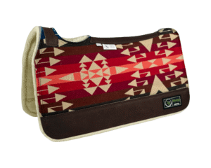 The Connection Pad – Tradition HP 28x30x1/2” + Thinpact Shim – made with Pendleton® fabric – #20 – Brown wear leather – 100% wool fleece – Some fraying will occur on edges