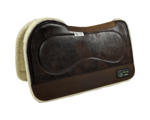 The Connection Pad – Evolution - 28x30x1/2” + Thinpact Shim – Hard Rock Chocolate – Brown wear leather – 100% wool fleece – White