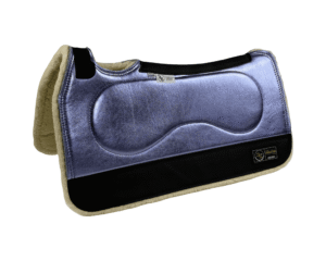 The Connection Pad – Tradition HP 30x30x1/2” + Thinpact Shim – Rio Lilac – Black wear leather – 100% wool fleece – White