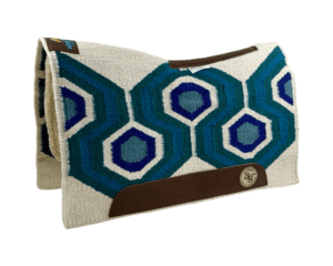 The Alltimate Show Pad – 28x32x5/8 – Element 100% Virgin Wool Base + Wool Fleece – Blanket top “Lines of the Land 014” – SHORT size