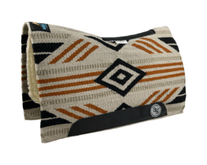 The Alltimate Show Pad – 28x32x5/8 – Element 100% Virgin Wool Base + Wool Fleece – Blanket top “Lines of the Land 0011” – SHORT size