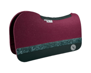 Evolution Pad – 28x30x3/4″ Element Wool – Merlot - Accent Strip #9 - Black Wear Leather