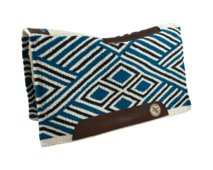 The Alltimate Show Pad – 28x32x5/8 – Element 100% Virgin Wool Base + Wool Fleece – Blanket top “Lines of the Land 028” – SHORT size
