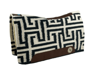 The Alltimate Show Pad – 28x32x5/8 – Element 100% Virgin Wool Base + Wool Fleece – Blanket top “Lines of the Land 025” – SHORT size
