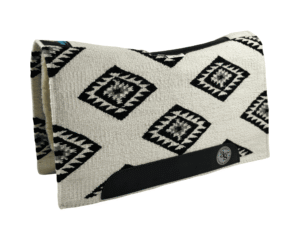 The Alltimate Show Pad – 28x32x5/8 – Element 100% Virgin Wool Base + Wool Fleece – Blanket top “Lines of the Land 026” – SHORT size